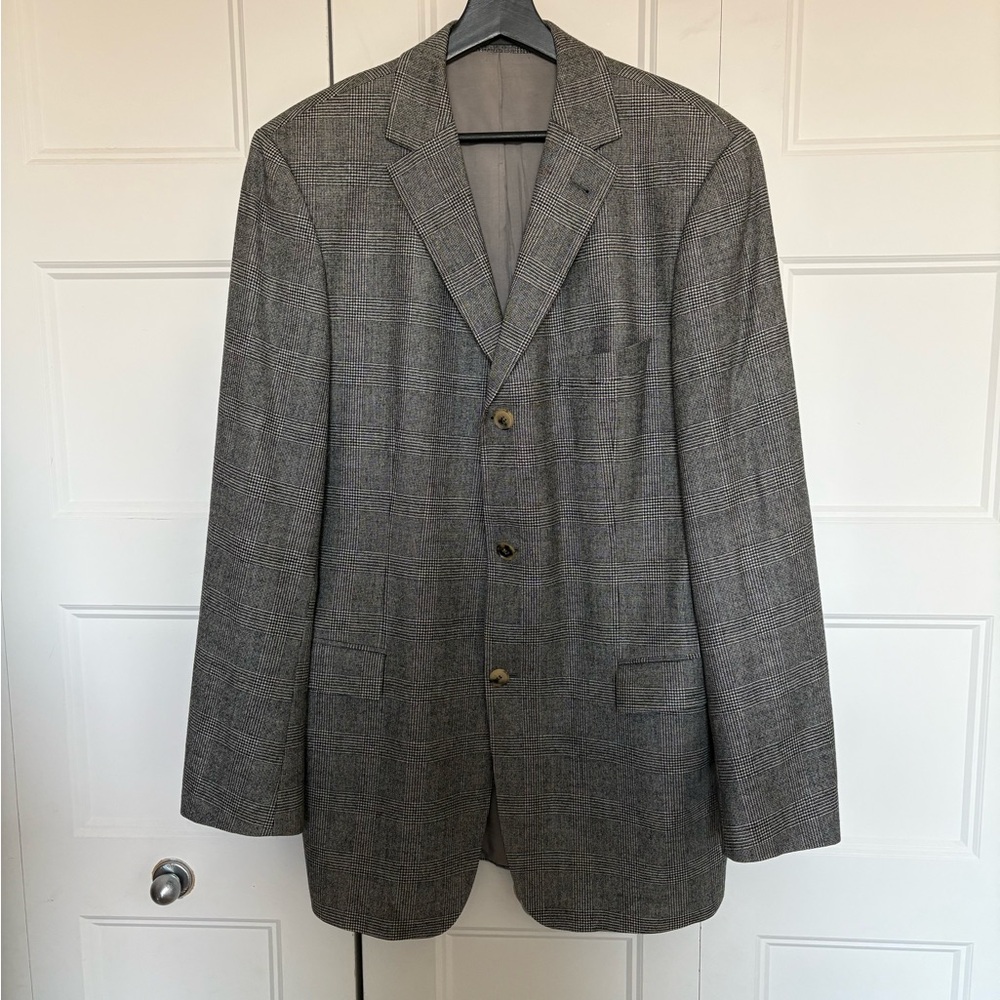 Hugo Boss Vintage Wool and Cashmere Classic Men's Gray Glen Plaid Blazer